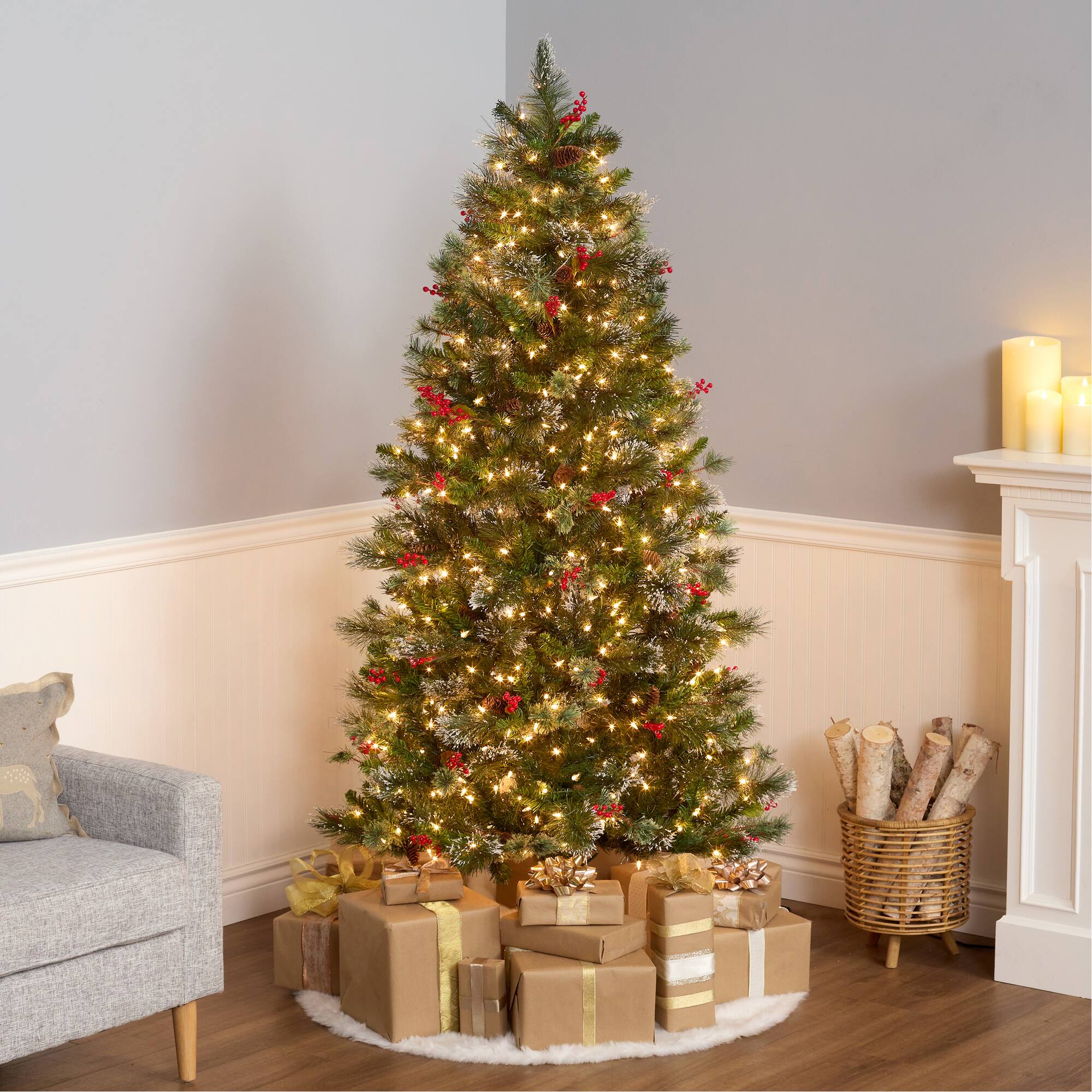 6.5ft. Pre-Lit Wintry Pine® Artificial Christmas Tree, Clear Lights